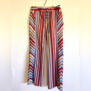 Vintage Y2K Low Waist Lace Front Striped Express Pants Size 3/4